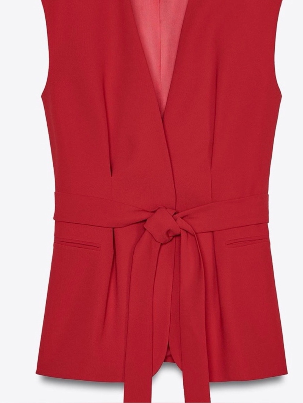 Zara Red Sleeveless Tie-Waist Jumpsuit Vest / NWT/M